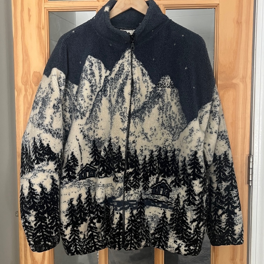 Black Mountain Vintage 90’s Alaska Pattern Fleece Men’s Jacket Size Large